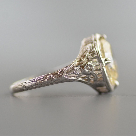 Antique 1920’s Moissanite engagement ring (Incredible). - Picture 3 of 14